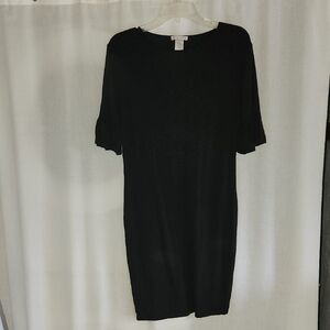 New York & Company Black Ruffled Bell Sleeve Shift Sheath Classic Cocktail Fairy